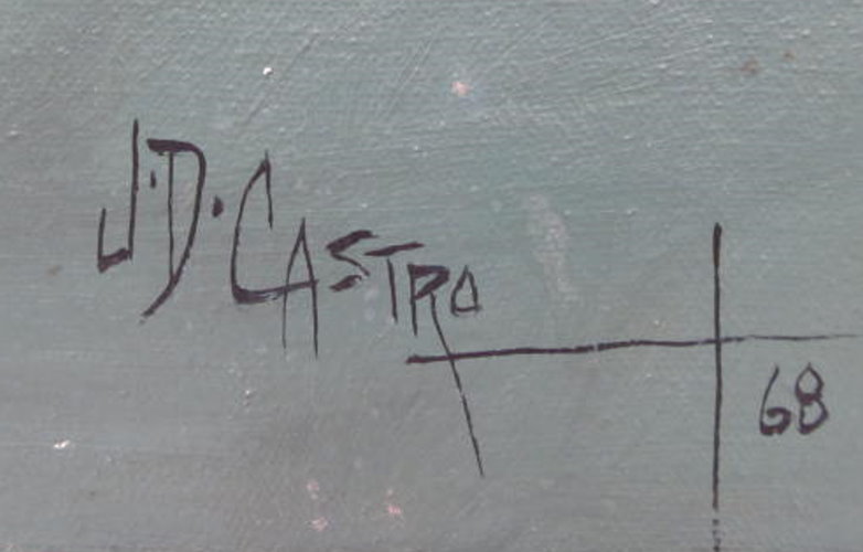 Lot #588: J. D. CASTRO - Still Life with Pottery - Oil on canvas