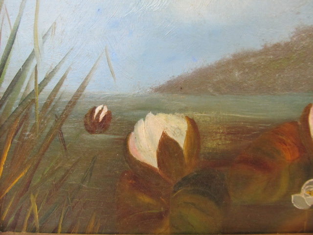 Lot #723: JOHN LAFARGE - Water Lilies - Oil on panel