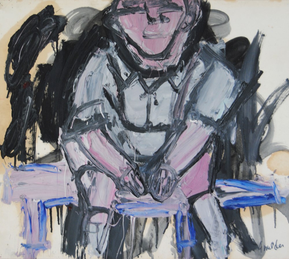 Lot #2660: JAY MILDER - Subway Woman, New York City - Oil on paper