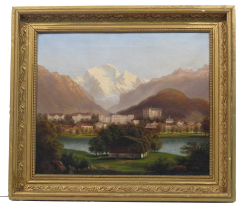 Lot #156: RUDOLF MULLER - Dorf in den Alpen - Oil on canvas