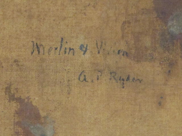 Lot #353: ALBERT PINKHAM RYDER - Merlin & Vivien - Oil on canvas