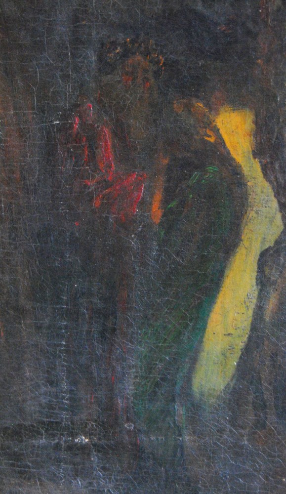 Lot #393: ALBERT PINKHAM RYDER - Merlin & Vivien - Oil on canvas