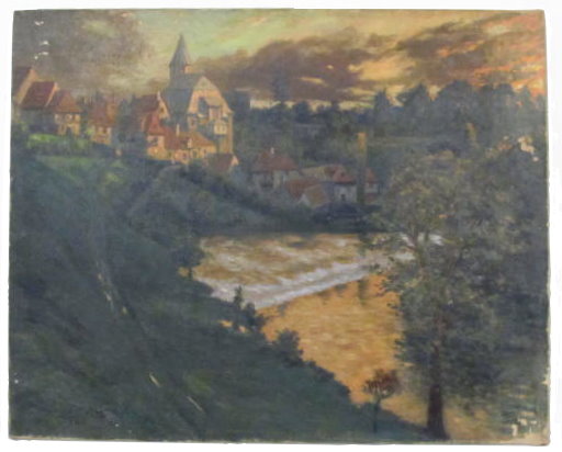 Lot #41: GEORGES PLASSE - Village au bord du fleuve - Oil on canvas