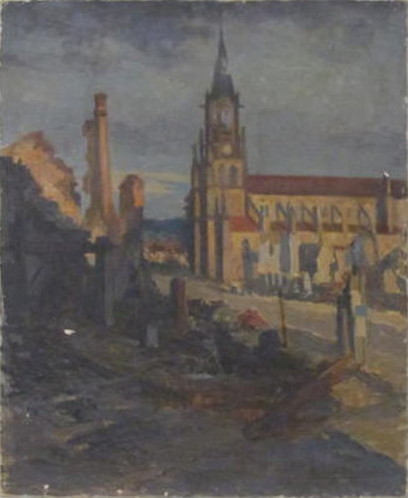 Lot #174: GEORGES PLASSE - Eglise au Baccarat - Oil on canvas