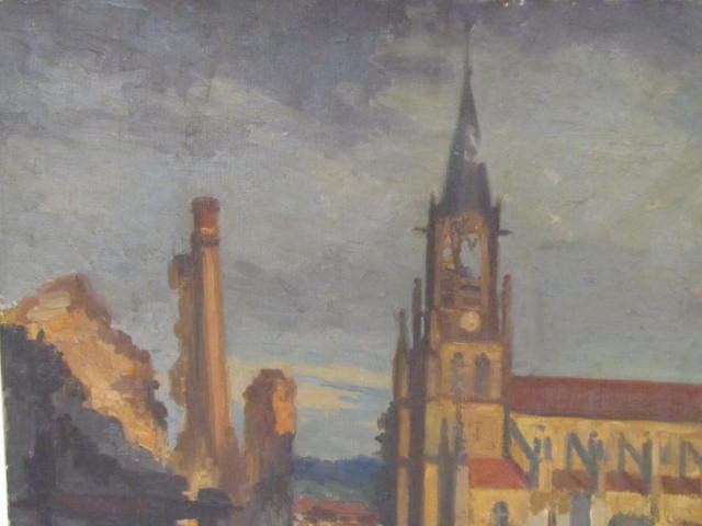 Lot #2041: GEORGES PLASSE - Eglise au Baccarat - Oil on canvas