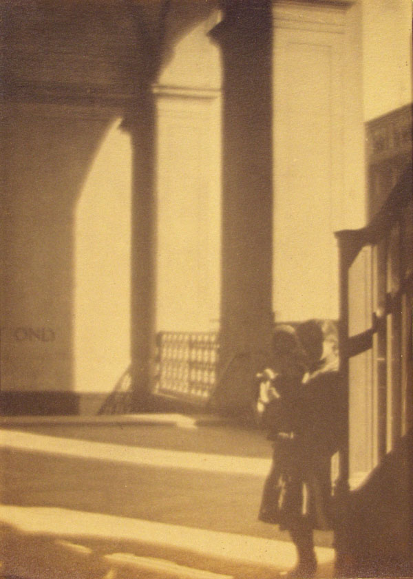 Lot #201: WILLIAM GORDON SHIELDS - Figures by the Staircase, New York City - Vintage albumen print