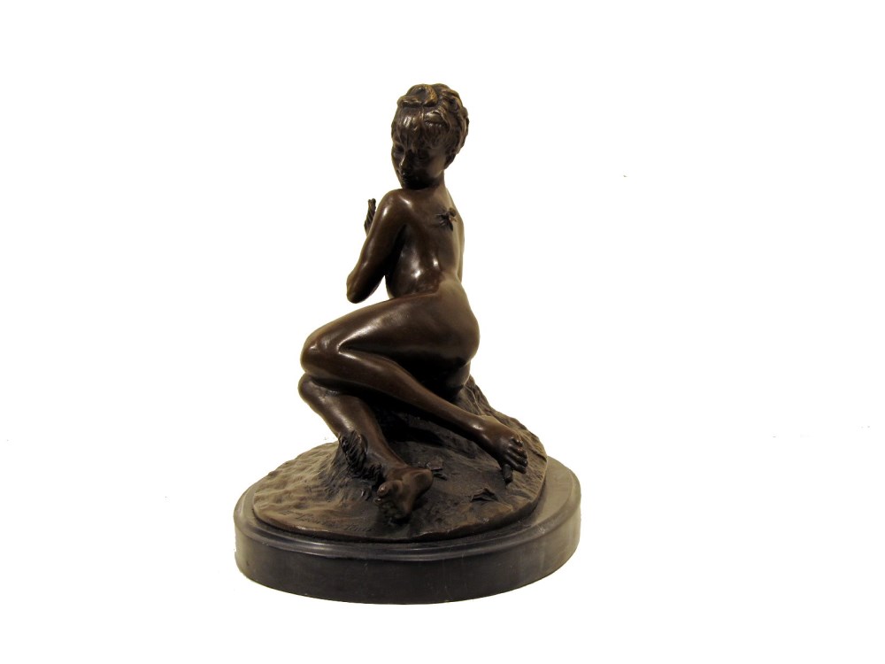 Lot #1057: LEON BERTAUX [imputée] - Jeune fille au bain - Sara la baigneuse - Bronze sculpture