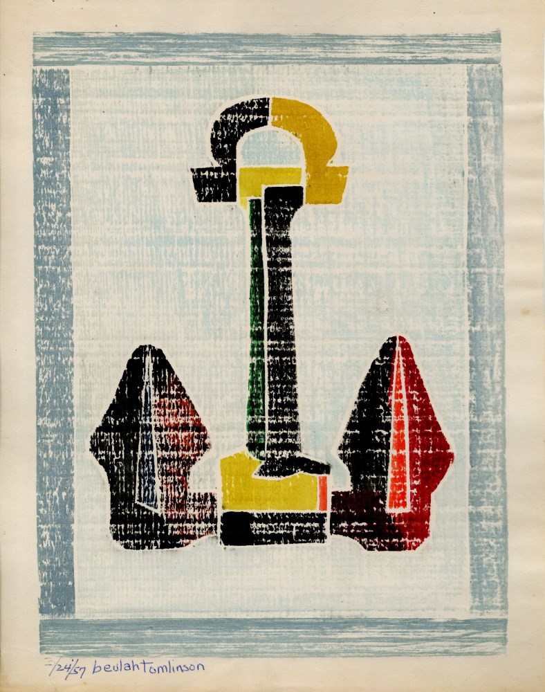 Lot #18: BEULAH TOMLINSON - Anchor (State II) - White line color woodcut