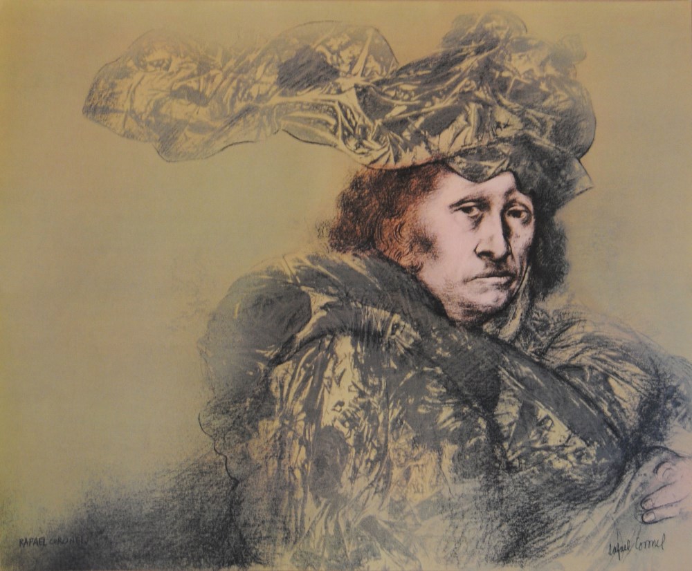 Lot #2072: RAFAEL CORONEL - Estudio para el Retrato de Delacroix - Color offset lithograph