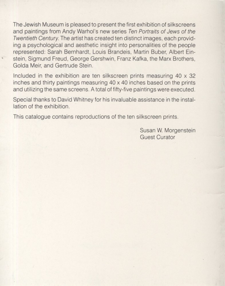 Lot #1390: ANDY WARHOL - Ten Portraits of Jews of the Twentieth Century Suite - Color offset lithographs