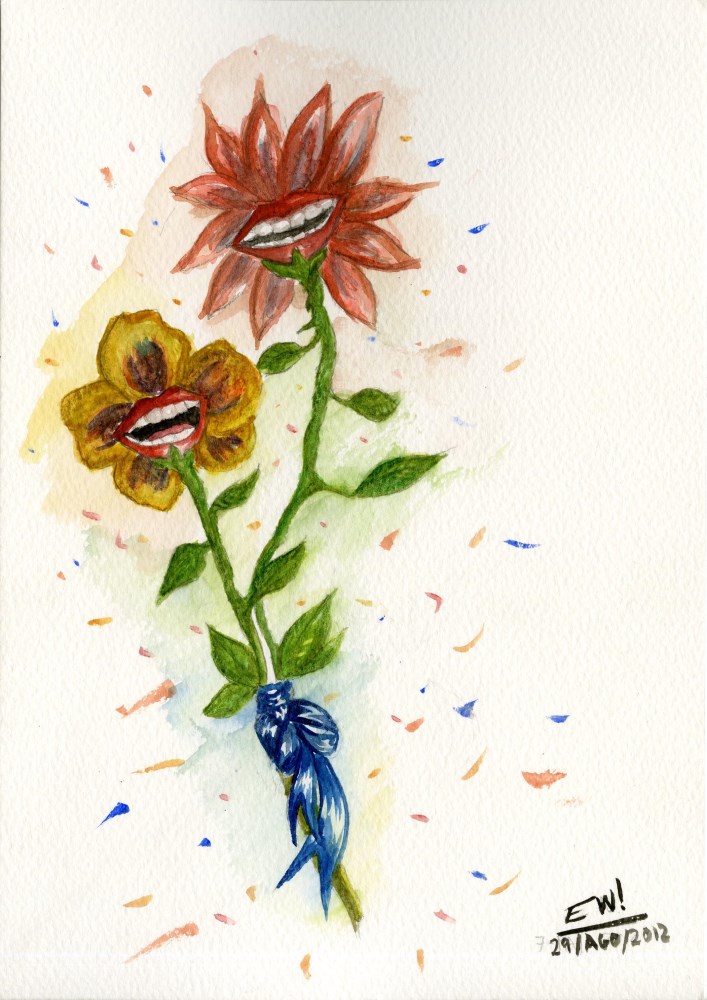 Lot #3179: ESTELA WILLIAMS - Two Flowers - Watercolor on paper