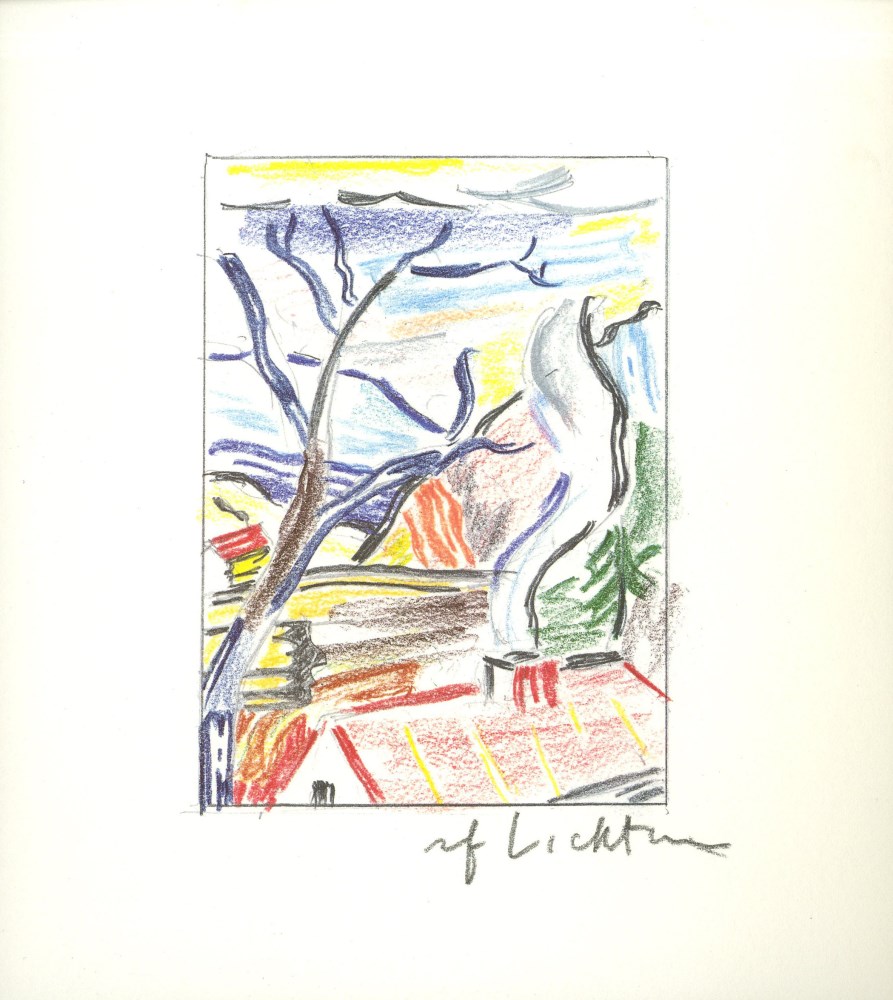 Lot #1822: ROY LICHTENSTEIN - Landscape with Red Roof - Color offset lithograph