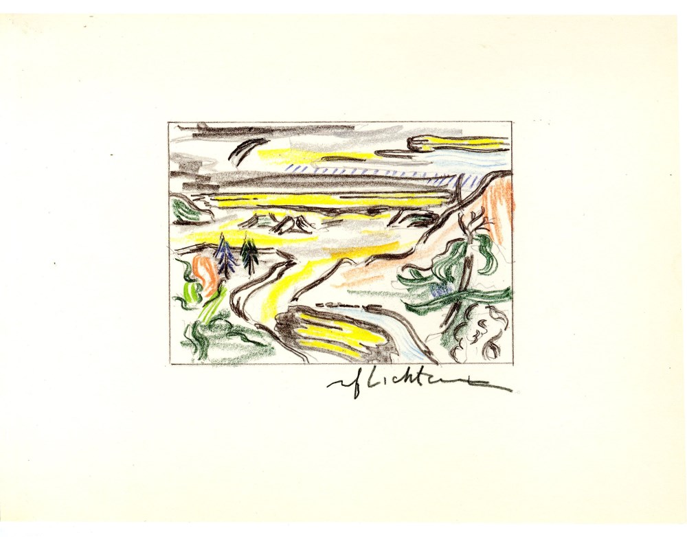 Lot #2037: ROY LICHTENSTEIN - River Valley - Color offset lithograph
