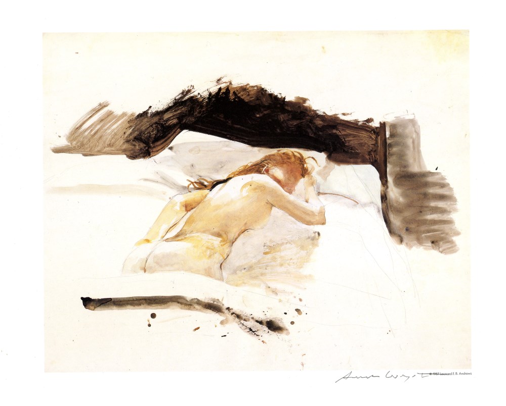 Lot #2009: ANDREW WYETH - Prestudy for Daydream - Color offset lithograph
