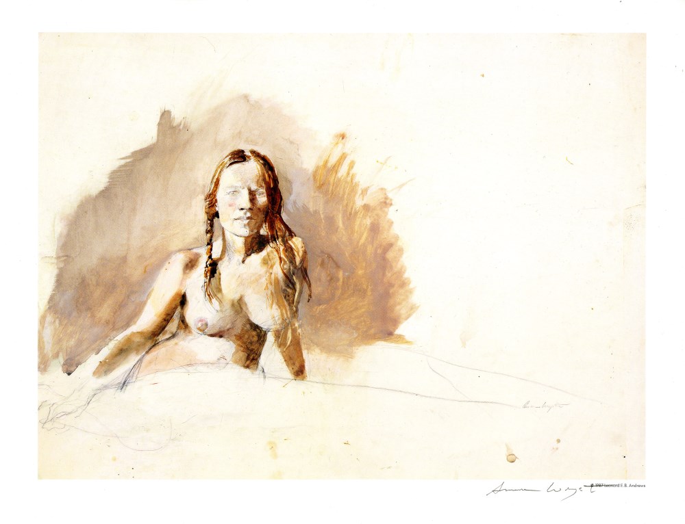 Lot #1230: ANDREW WYETH - Helga, Nude - Color offset lithograph.