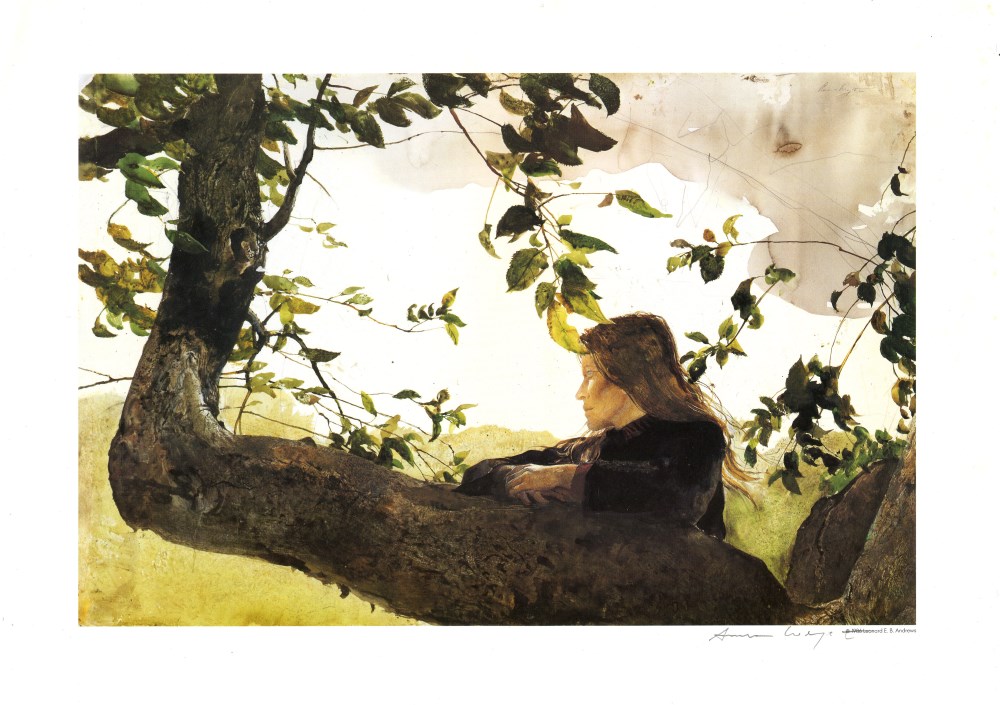 Lot #2224: ANDREW WYETH - Helga in Orchard - Color offset lithograph
