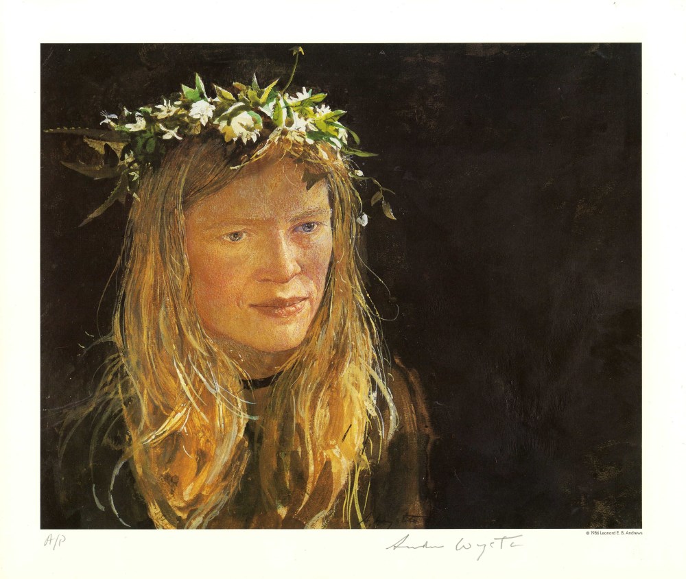 Lot #910: ANDREW WYETH - Crown of Flowers - Color offset lithograph