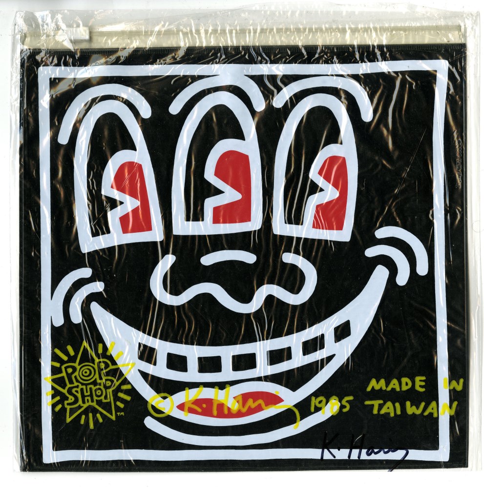 Lot #647: KEITH HARING - Three-Eyed Smiley Face - Color offset lithograph on vinyl