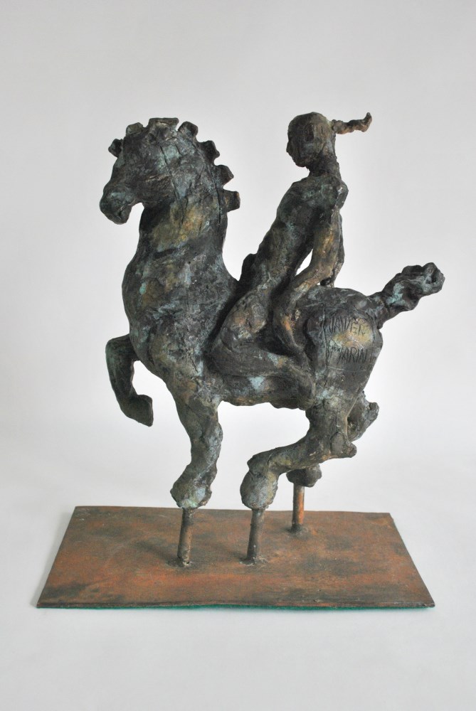 Lot #2568: JAVIER MARIN [d'après] - Hombre a Caballo - Bronze sculpture with light verdigris-type patina