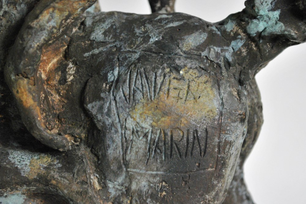 Lot #2246: JAVIER MARIN [d'aprs] - Hombre a Caballo - Bronze sculpture with light verdigris-type patina