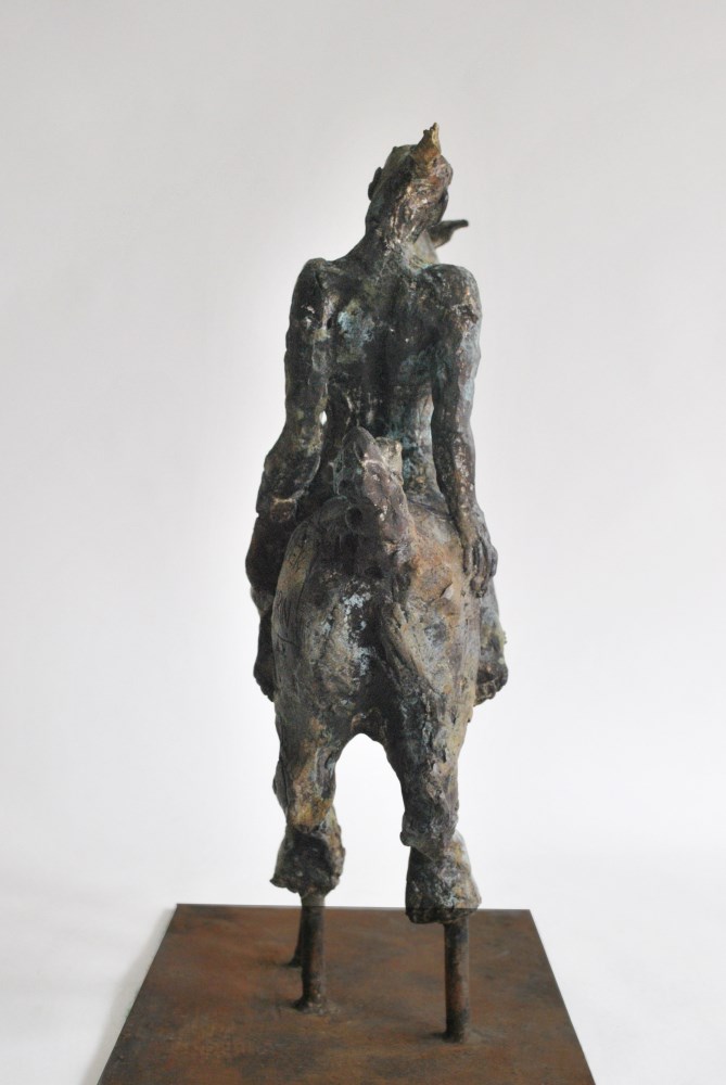 Lot #2246: JAVIER MARIN [d'aprs] - Hombre a Caballo - Bronze sculpture with light verdigris-type patina