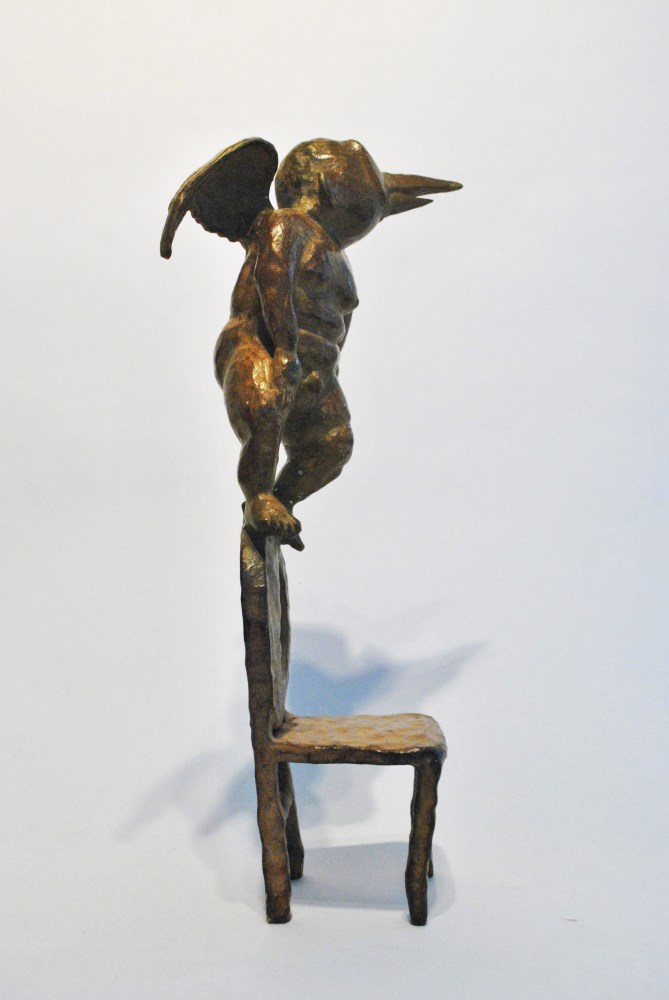 Lot #1531: JORGE MARIN [d'après] - Angel en una Silla III - Bronze sculpture with light brown patina