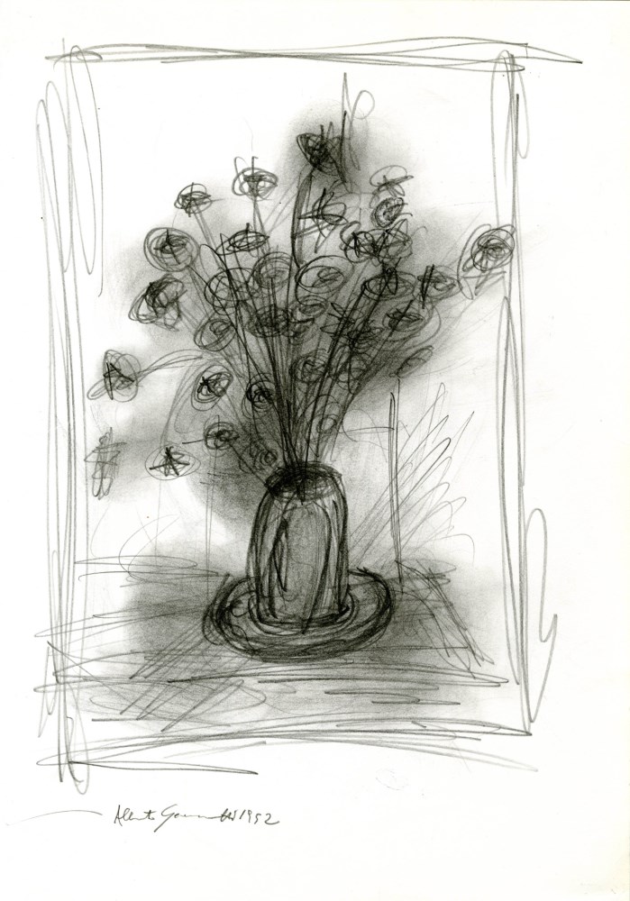 Lot #1466: ALBERTO GIACOMETTI - Vase de fleurs - Pencil drawing on paper