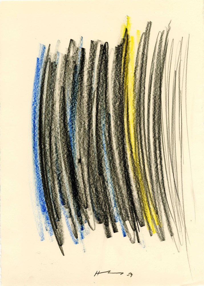 Lot #886: HANS HARTUNG - Composition - Crayon drawing on paper