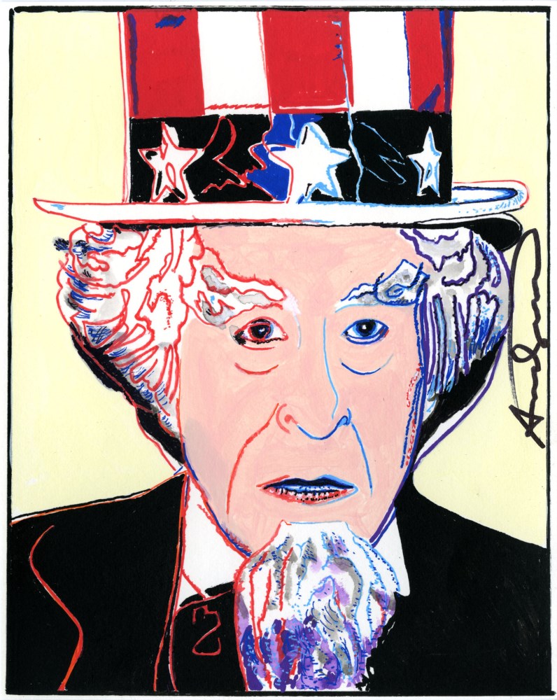Lot #797: ANDY WARHOL - Uncle Sam - Gouache and watercolor on paper