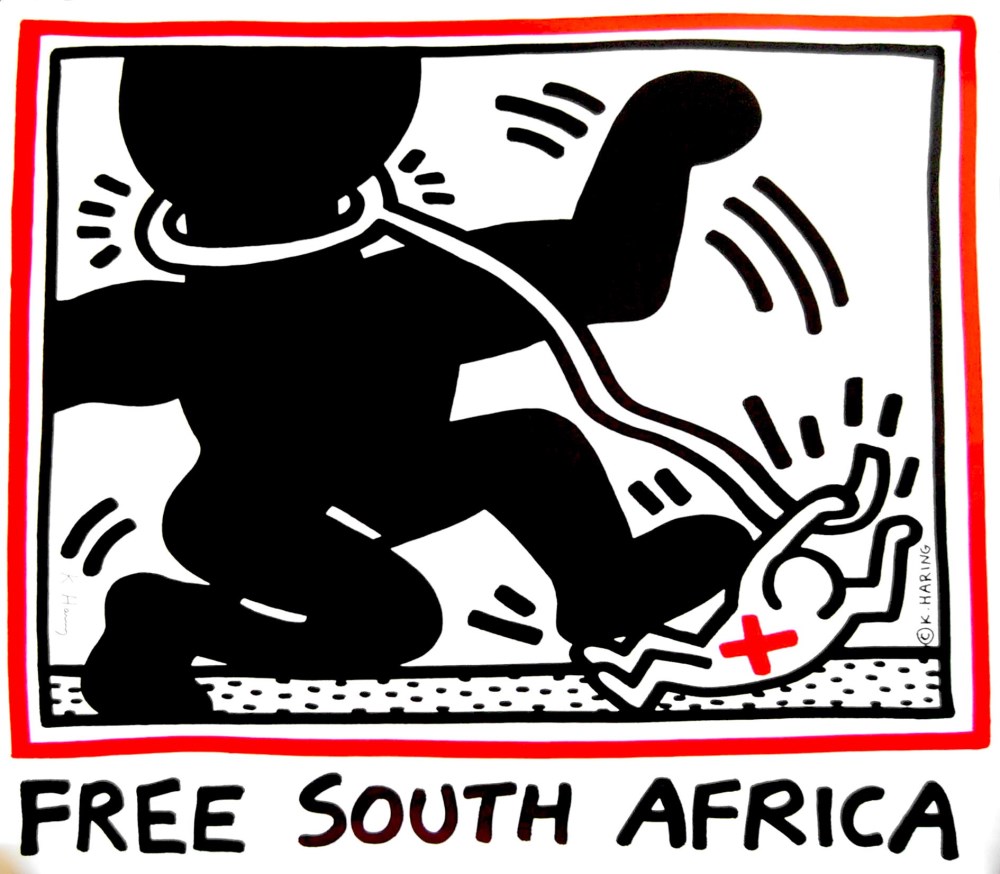 Lot #1002: KEITH HARING - Free South Africa - Color offset lithograph