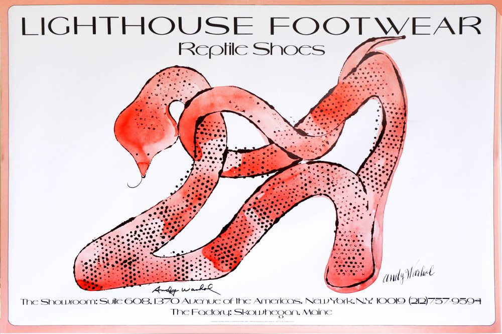 Lot #2586: ANDY WARHOL - Lighthouse Footwear Reptile Shoes - Original color offset lithograph