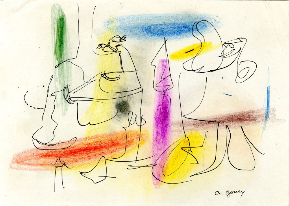 Lot #1623: ARSHILE GORKY - Composition - Crayon and ink on paper