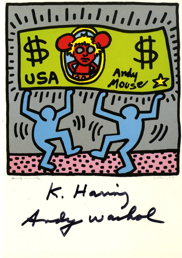 Lot #781: KEITH HARING & ANDY WARHOL - Andy Mouse II, Homage to Warhol - Color offset lithograph