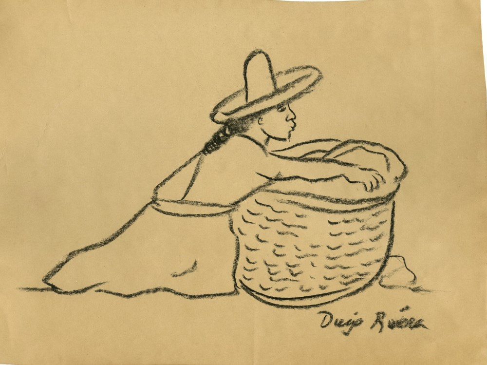 Lot #1675: DIEGO RIVERA [d'après] - El Sombrero y la Canasta - Pencil drawing on paper