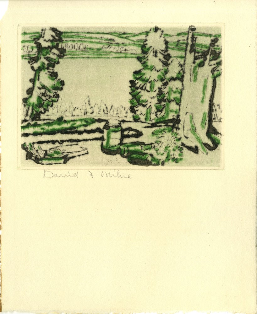 Lot #492: DAVID B. MILNE - Painting Place/Hilltop - Color drypoint