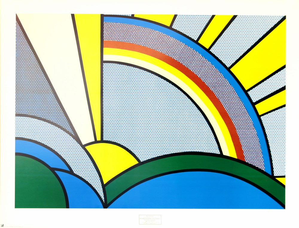 Lot #1154: ROY LICHTENSTEIN - Modern Painting with Sun Rays - Color silkscreen
