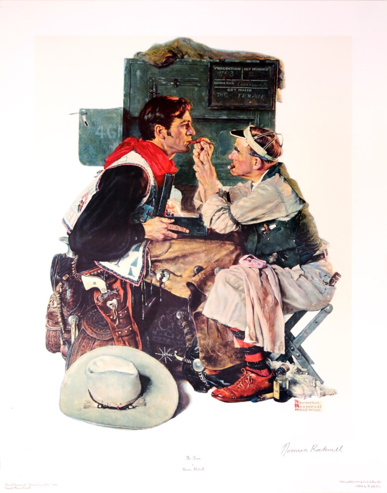 Lot #2173: NORMAN ROCKWELL - The Texan - Original color collotype and lithograph