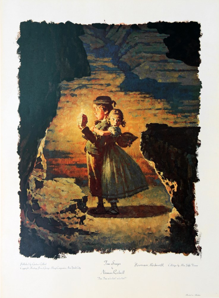 Lot #1569: NORMAN ROCKWELL - Tom Sawyer: Tom, Tom, We're Lost - Original color collotype