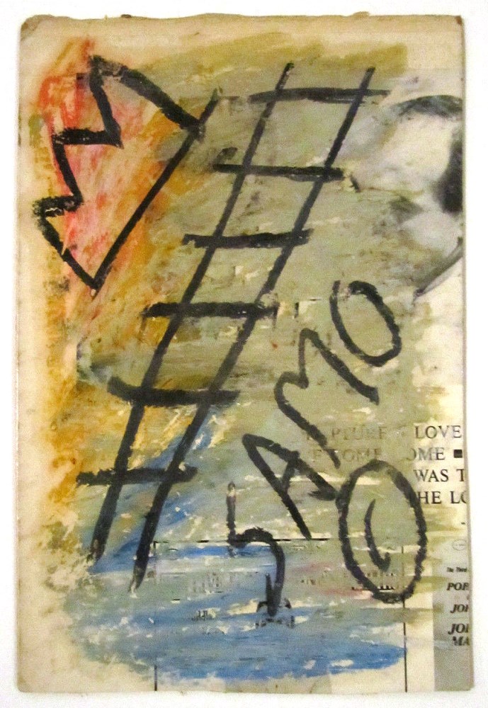 Lot #2211: JEAN-MICHEL BASQUIAT [d'apres] - Untitled (Ladder) - Acrylic (?), oil pastel, and chalk on paper