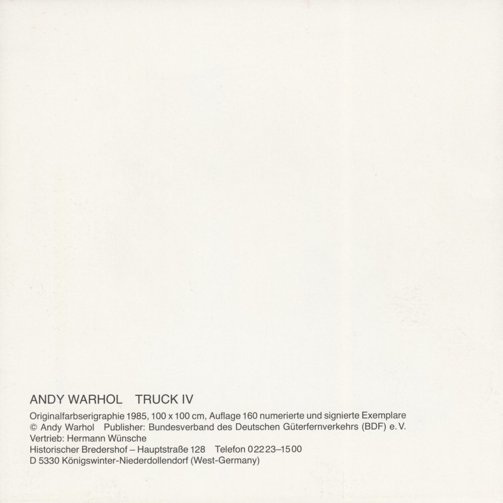 Lot #1447: ANDY WARHOL - Trucks Suite - Color offset lithographs