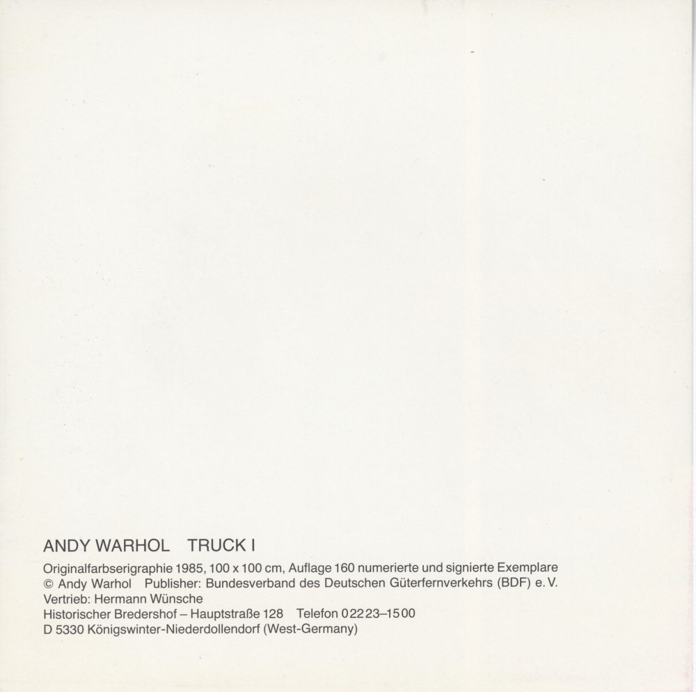 Lot #679: ANDY WARHOL - Trucks Suite - Color offset lithographs