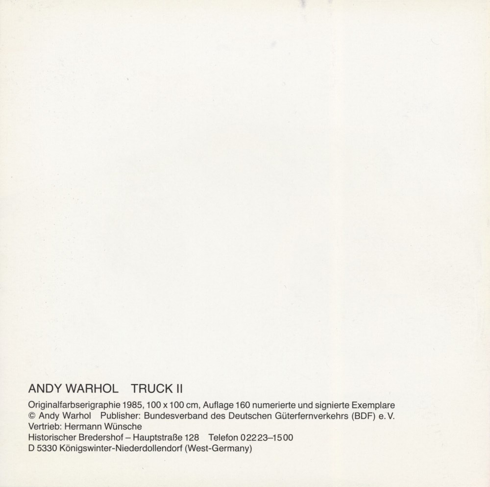 Lot #679: ANDY WARHOL - Trucks Suite - Color offset lithographs