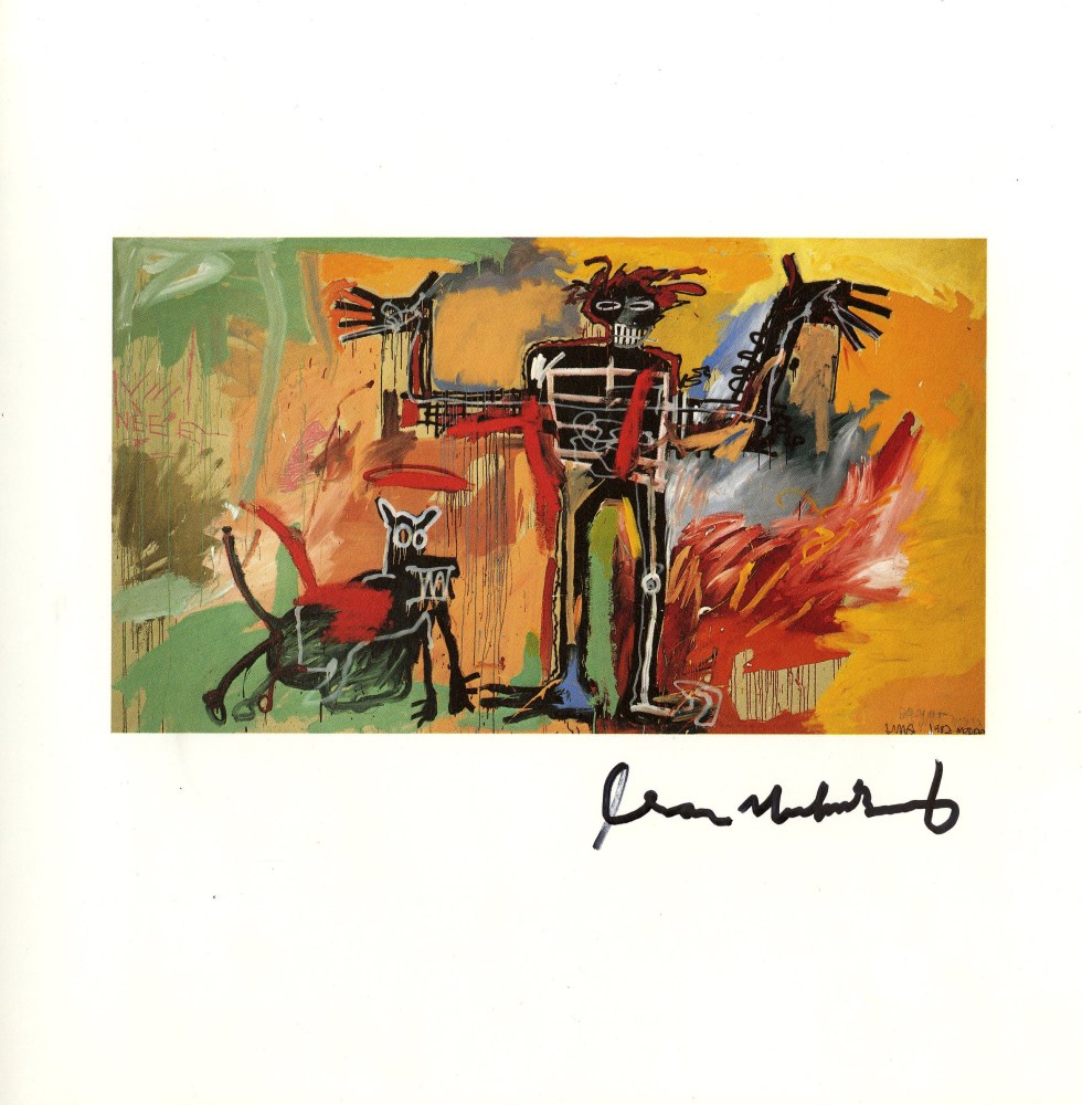 Lot #837: JEAN-MICHEL BASQUIAT - Boy and Dog in a Johnnypump - Color offset lithograph