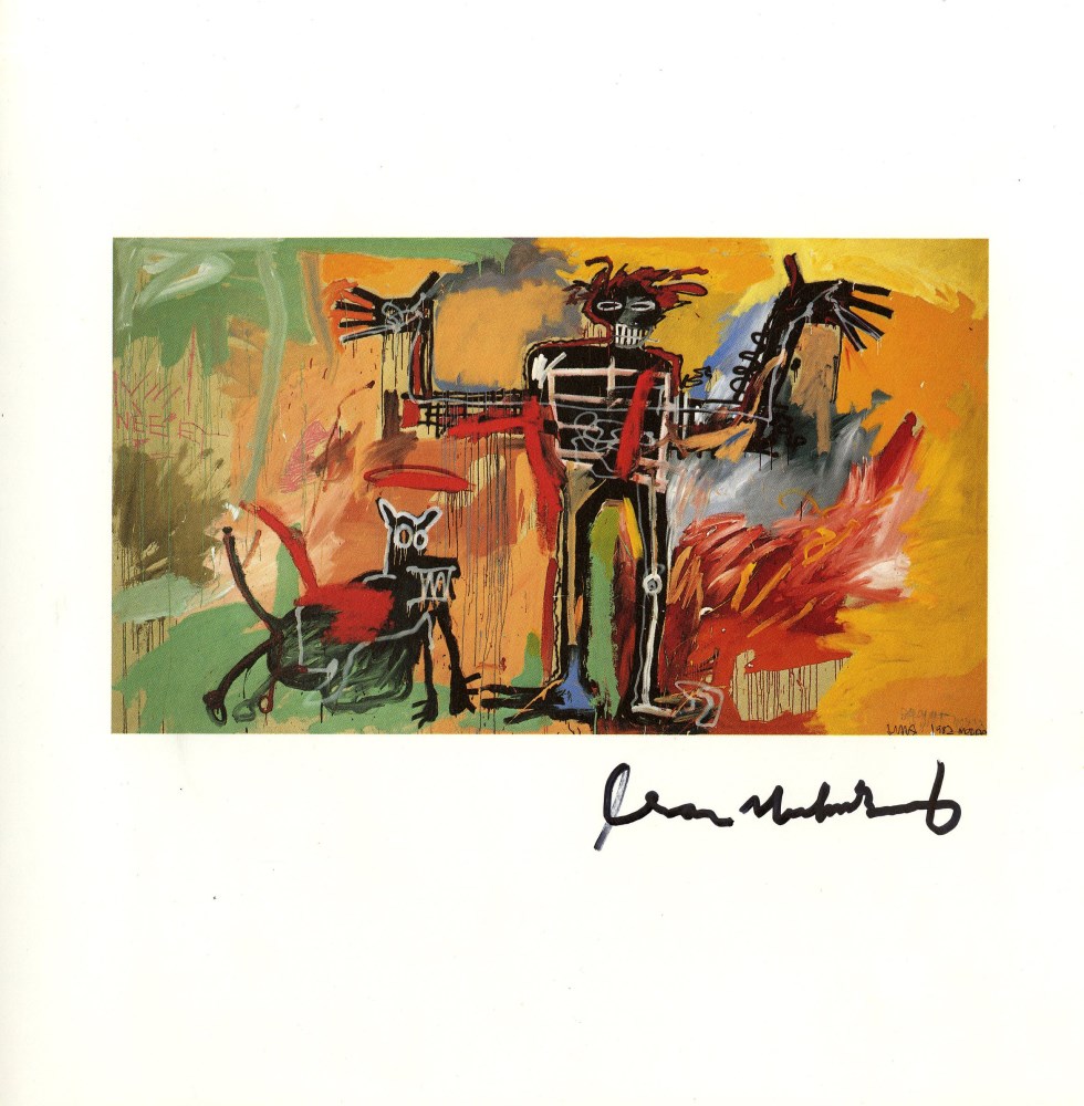 Lot #842: JEAN-MICHEL BASQUIAT - Boy and Dog in a Johnnypump - Color offset lithograph