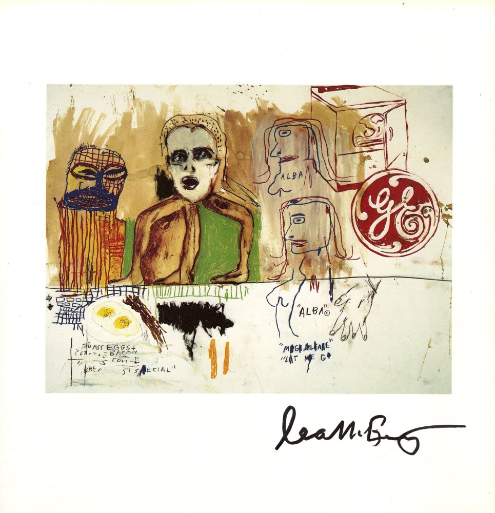 Lot #1521: JEAN-MICHEL BASQUIAT & ANDY WARHOL & FRANCESCO CLEMENTE - Alba's Breakfast - Color offset lithograph