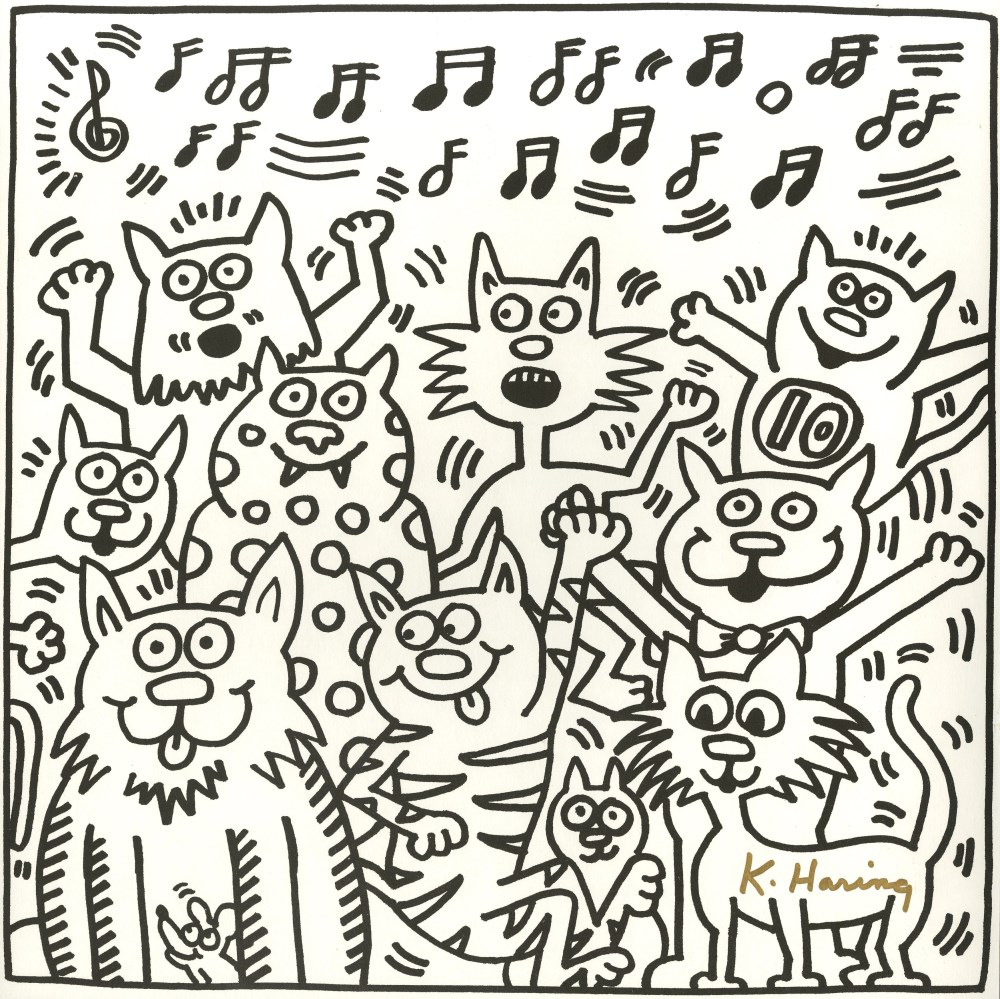 Lot #631: KEITH HARING - Ten Cats - Lithograph