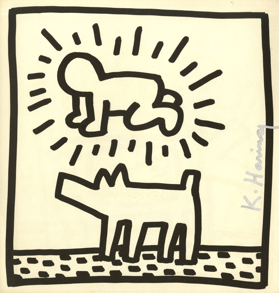 Lot #1291: KEITH HARING - Radiant Baby & Dog - Original vintage lithograph