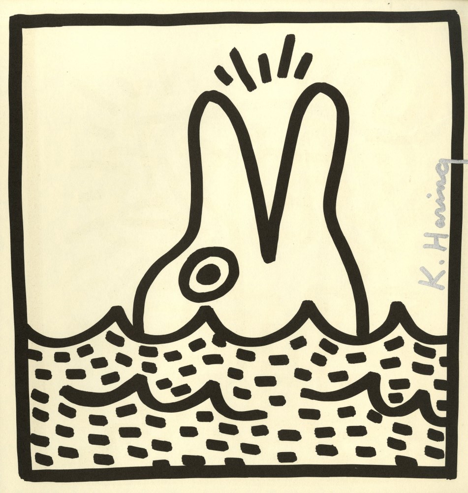 Lot #153: KEITH HARING - Dolphin - Original vintage lithograph