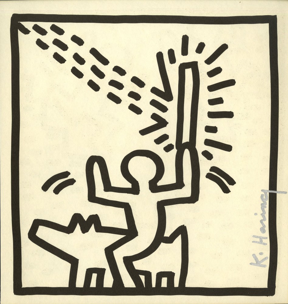 Lot #1117: KEITH HARING - Man Riding Dog - Original vintage lithograph