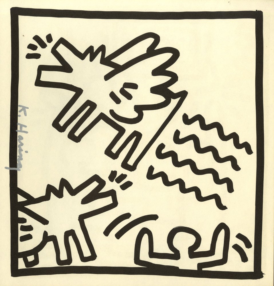Lot #38: KEITH HARING - Barking Radiant Angel Dog - Original vintage lithograph